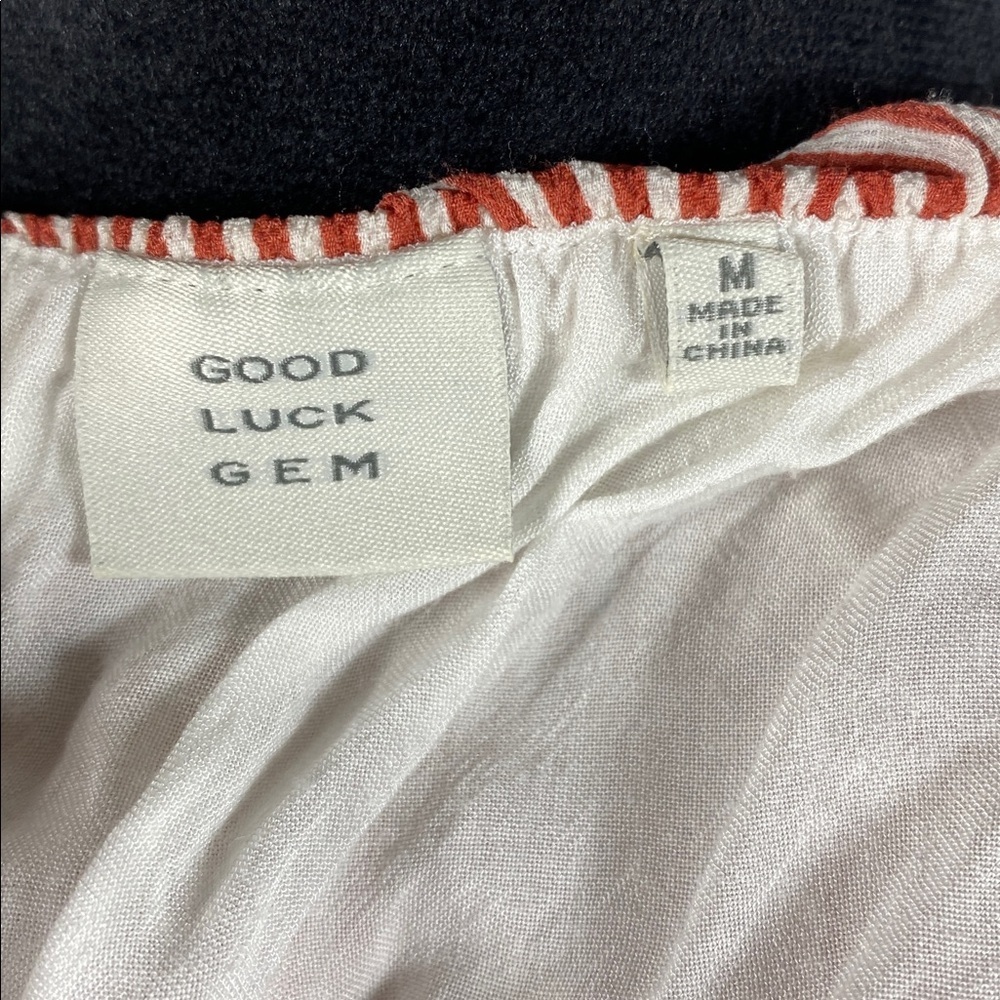 Good Luck Gem Nordstrom Striped Off The Shoulder Crop Blouse M - Picture 2 of 6